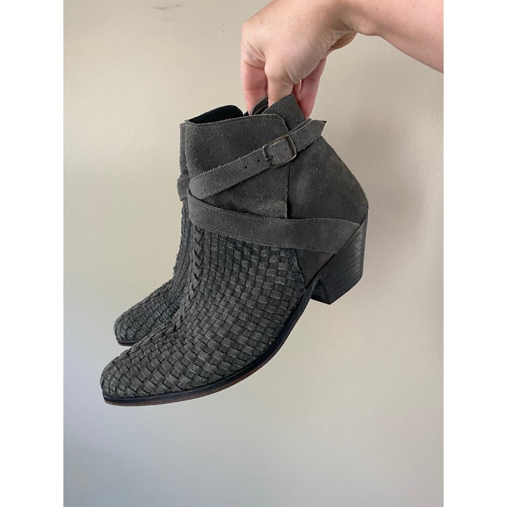 Free People Venture Woven Suede Boho Ankle Boots Gray Size 39/ US 9
